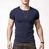 Summer Men Top Short Sleeves O Neck Slim Fit Solid Color Thin Elastic Mid Length Casual Pullover Daily Homewear Sport T-shirt