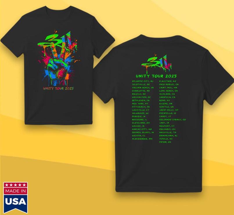 311 Unity Tour 2025 Peace Sign Splatter Band Shirt Unisex T-Shirt
