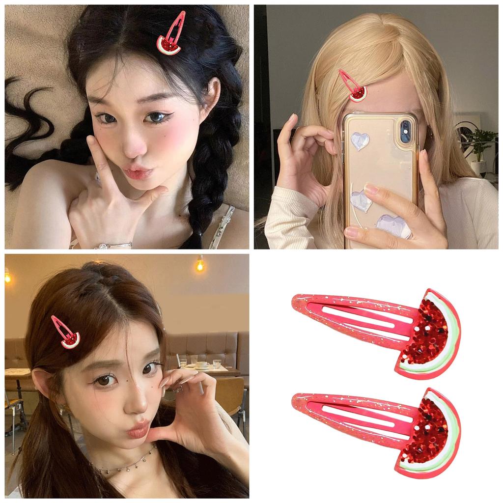 Fun Hair Tie Watermelon Sequined Hair Clip Party Headpiece Fruit Hair Tie for Music Festivals Photo Booth Props