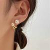 Women Light Luxury Minimalist Geometric Pearl Earrings Elegant 3D Stud Earrings Accessories Gift