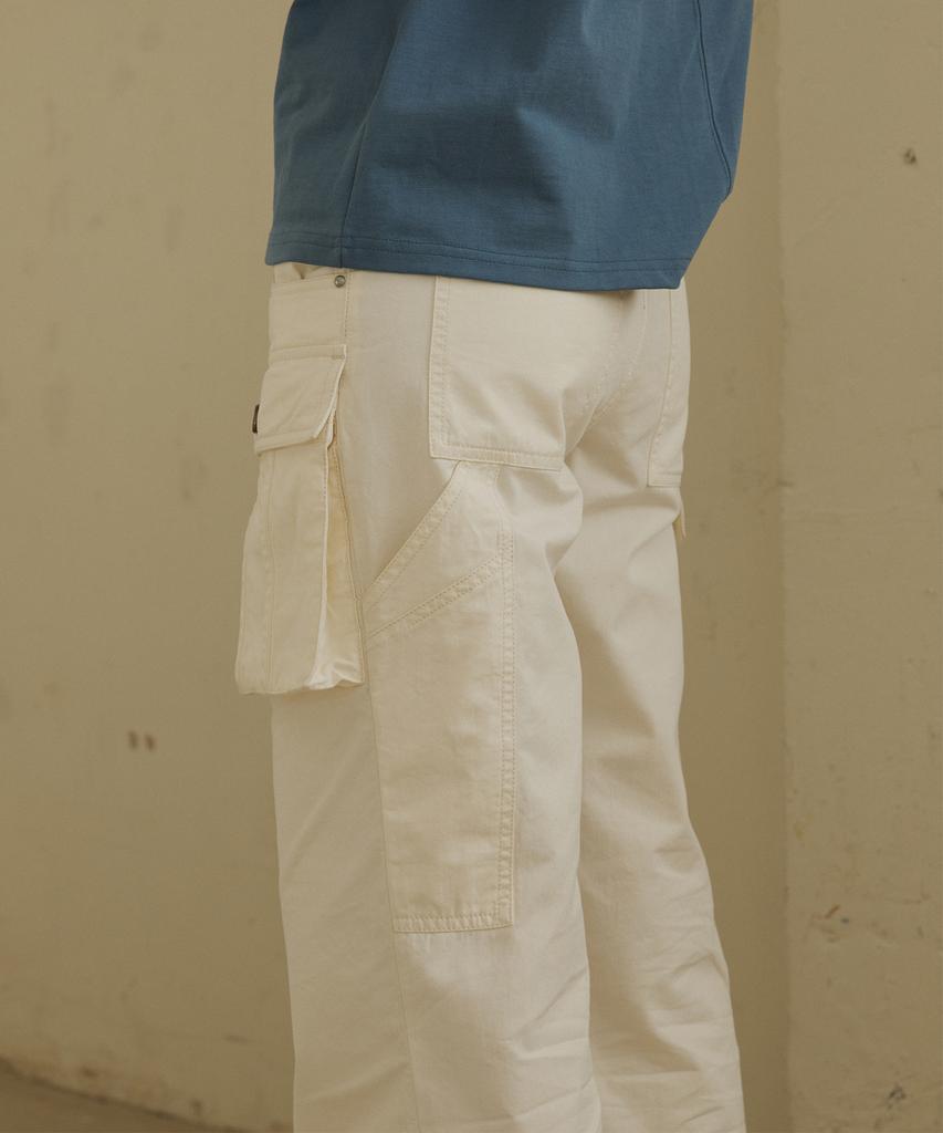 GREENBUTTER Mid Rise Pocket Pants (Cream)