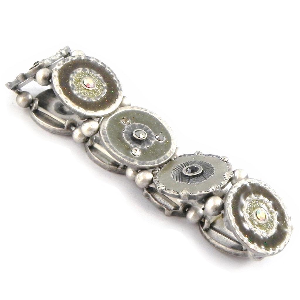 Les Trésors De Lily [E2581] - Gray 'Mimosas' Designer Bracelet