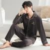 Мужская пижама осенне-зимняя из островного флиса, утолщенного флиса, с длинным рукавом, из кораллового флиса, большого размера, одежда для дома, теплый костюм для весны и осени