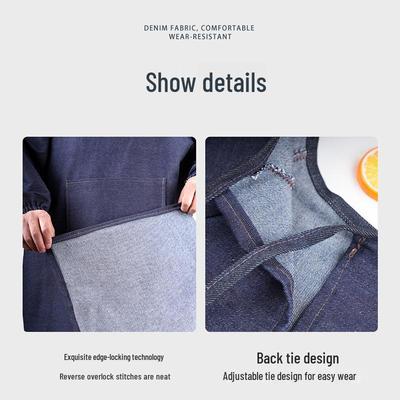 Унисекс Двусторонний Джинсовый Фартук Большого Размера с Рукавами: Рабочий халат, устойчивый к пятнам, для мужчин и женщин.