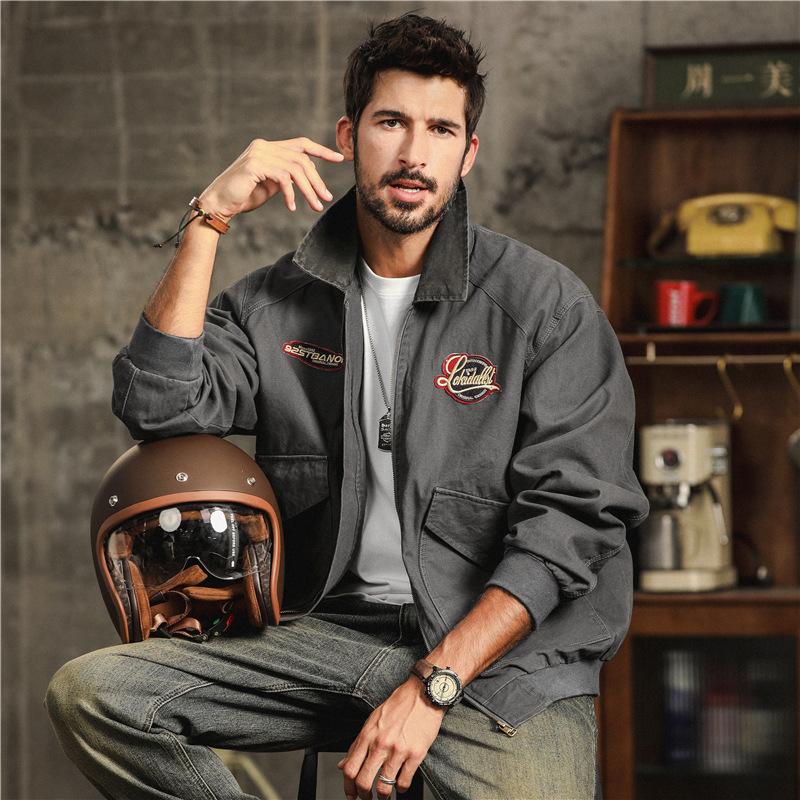American Tooling Jacket Men's Trendy Brand Heavy Retro Detroit Jacket Men's Loose Casual Trendy Men Clothing