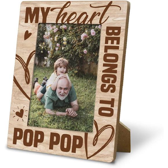Grandpa Birthday Gift, “I Love My Grandpa, 4x6 Inch Rustic Wooden Picture Frame Tabletop Display, Heartfelt Gift for Grandparent's Day, Birthday,