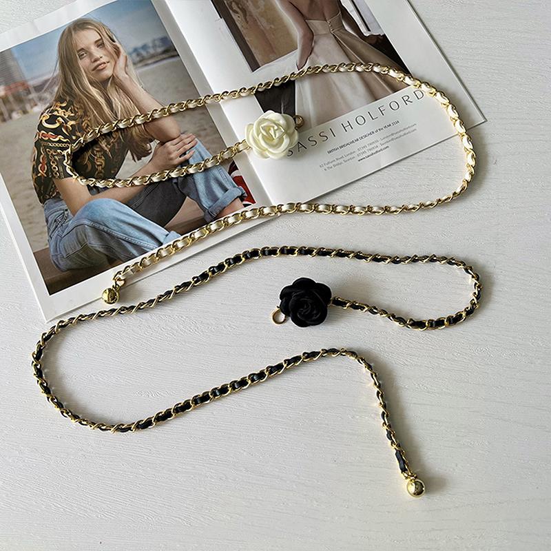 Жемчужная цепочка на талию для женщин Декоративные цветы Тонкий пояс-цепочка для женщин Юбка Повседневная Сладкий ветер