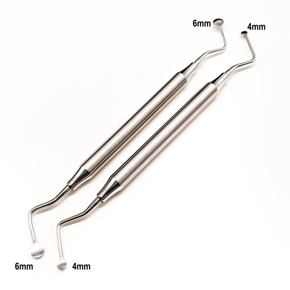 Зубной имплантат, хирургический экскаватор, ложка 4 мм/6 мм, уход за полостью рта, восстановительный инструмент для полости рта, хирургические инструменты с круглым наконечником, двойные концы