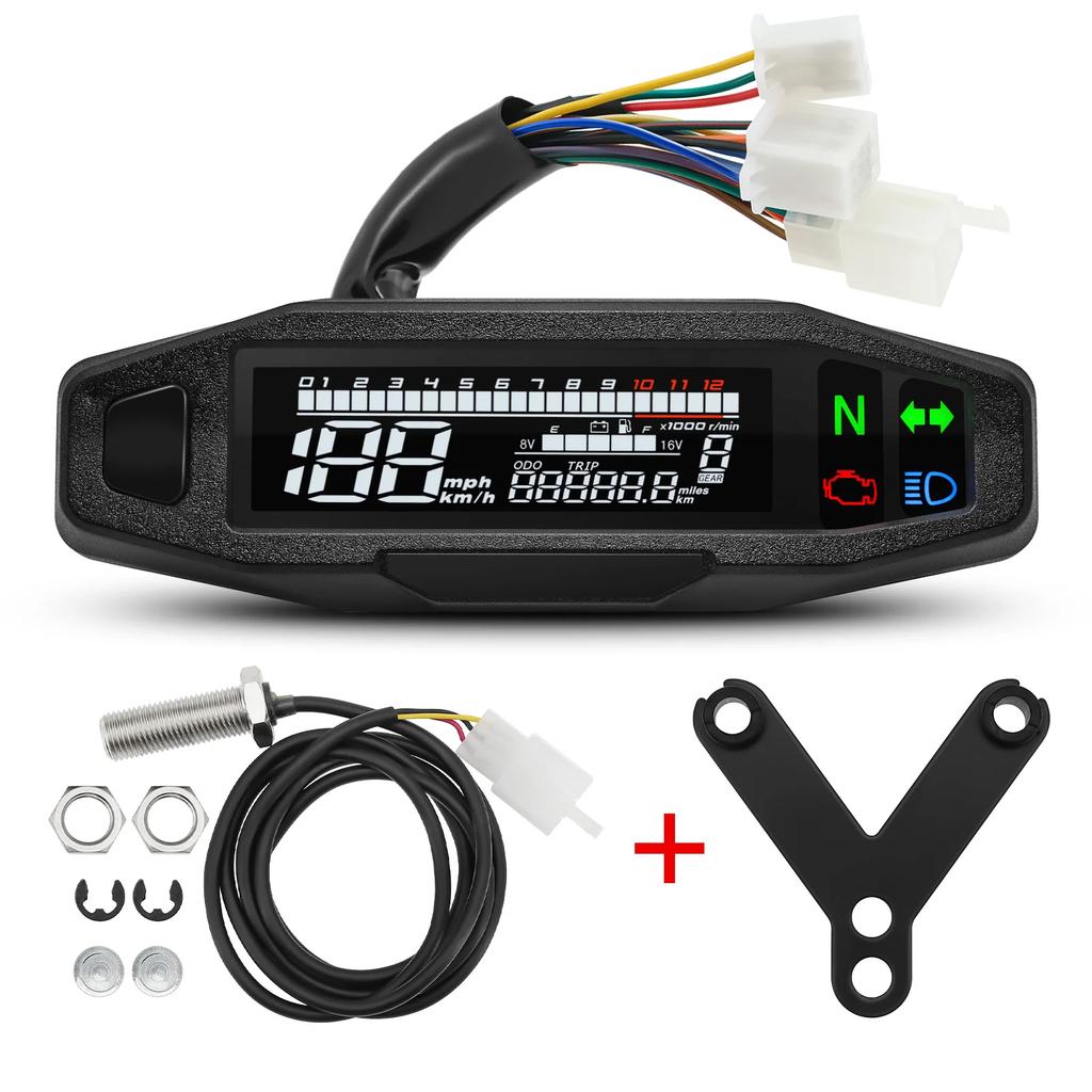 Universal Digital Meters Instrument New Motorcycle Speedometer Oil Gauge Tachometer Cluster Turn Signal Light Indicator