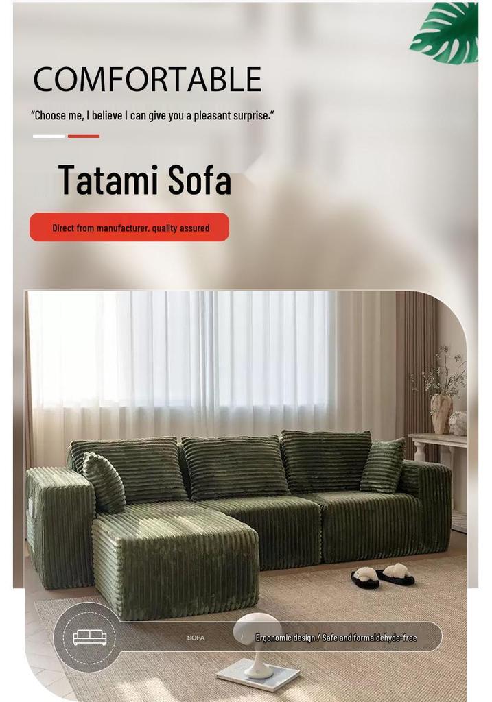 Simplified Luxury L-Shaped Corduroy Tofu Block Modular Sofa for Living Room