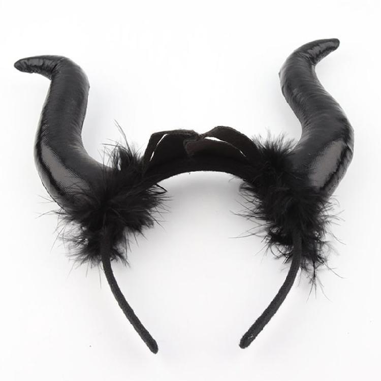 Повязка на голову с рогами дьявола, повязка на голову с бычьим рогом, головной убор с рогом демона на Хэллоуин, обруч для волос с рогом дьявола, диадемы на Хэллоуин