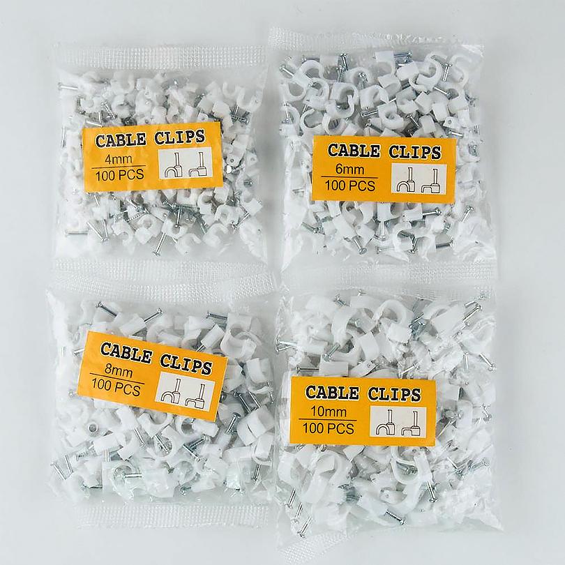 100 шт. круглых зажимов для кабеля 4 мм, 6 мм, 8 мм, 10 мм, кабельная разводка RG6 CAT6 RJ45, держатель для электрического провода, круглые зажимы для кабеля