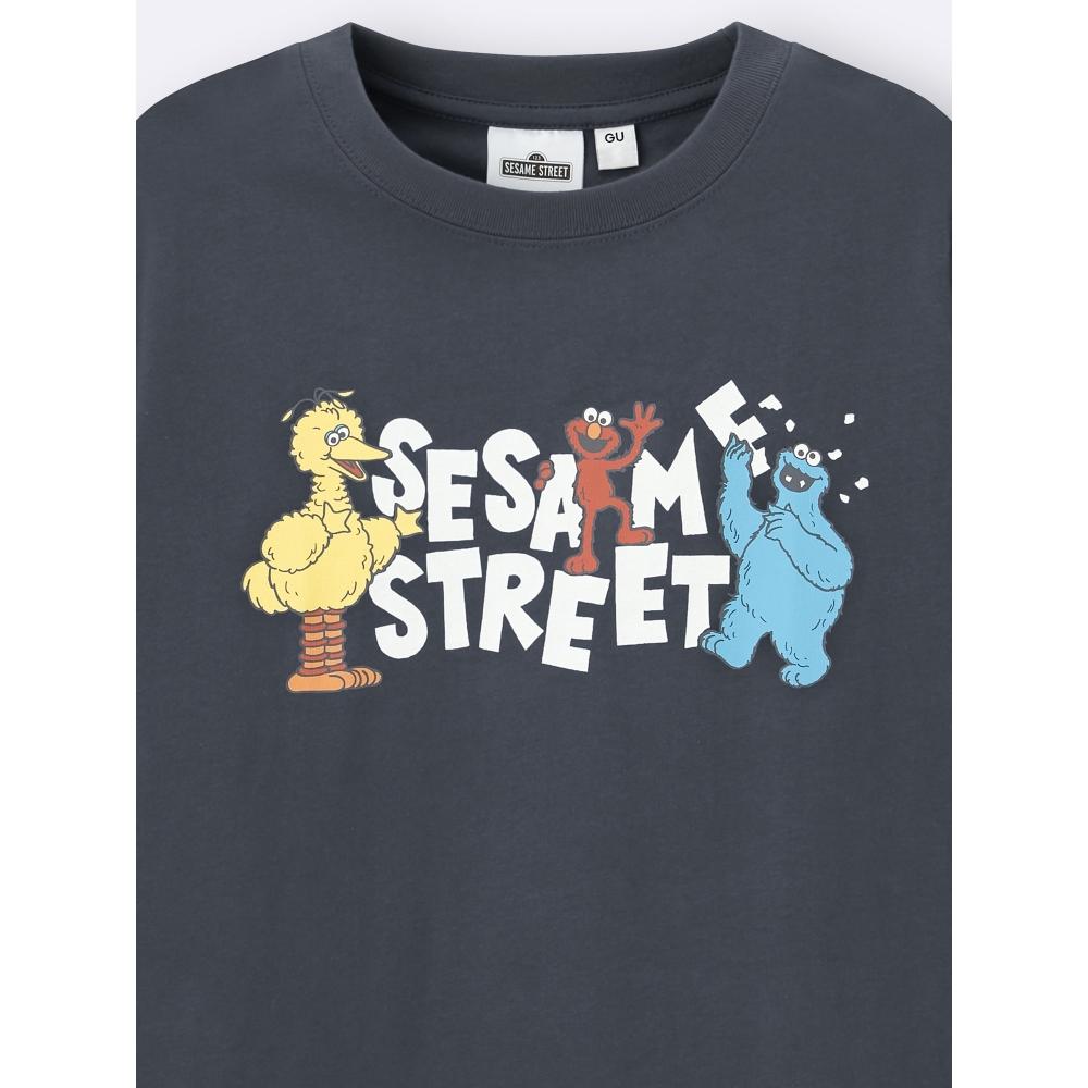 GU by Uniqlo Детская футболка-поло унисекс с рисунком Sesame sT