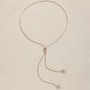Imitation Pearl Long Drawstring Necklace Adjustable Design Sense Niche Pearl Necklace With Minimalist Collarbone Chain