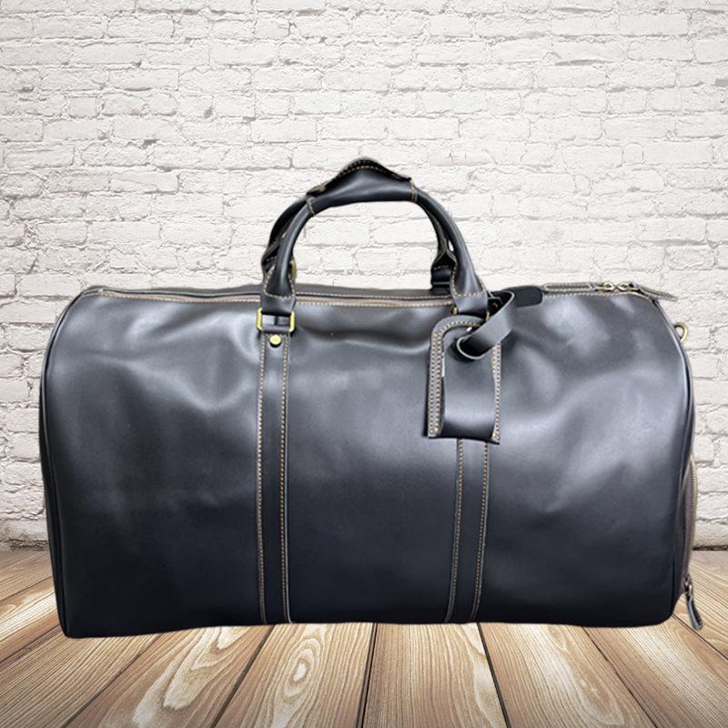 Мужская кожаная дорожная сумка с отделением для обуви - Винтажная кроссбоди ручная кладь