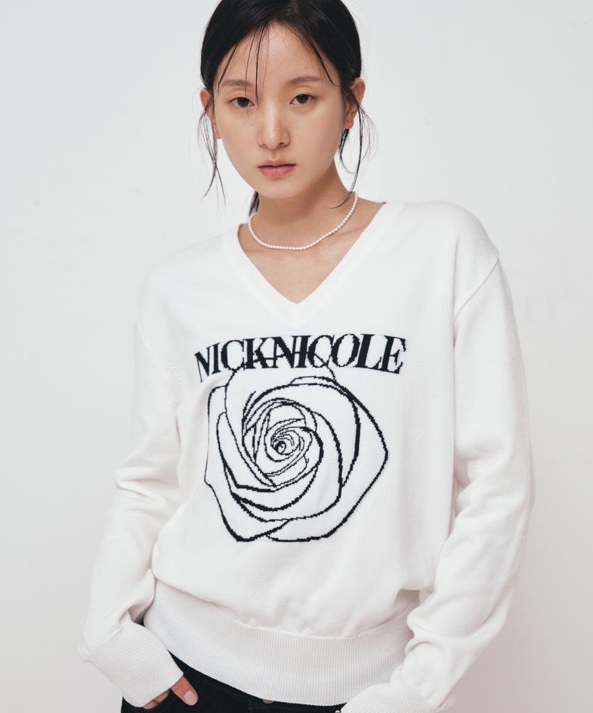 Nigaennikol Nicole Rose Жаккардовый пуловер вязаный_Слоновая кость
