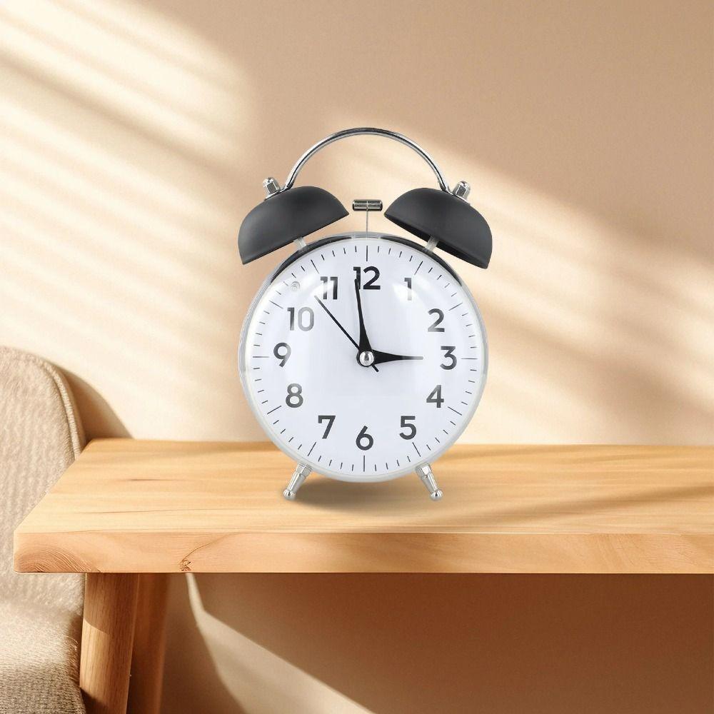 Soft Night Light Twin Bell Clock 4 Inch Size Mechanical Clock Decoration Desk Alarm Clock  Bedroom