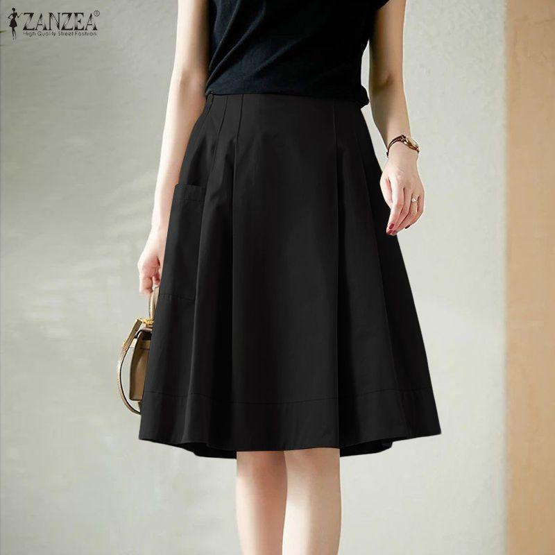 ZANZEA Женские повседневные свободные летние юбки с эластичной резинкой на талии