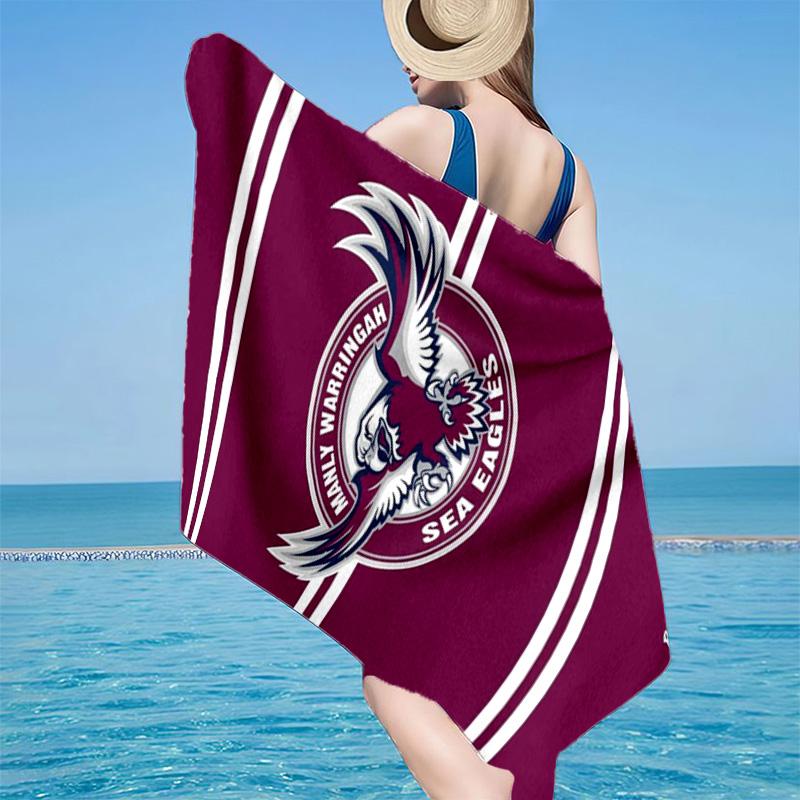Manly Sea Eagles Crest Microfiber Beach Towel, Lightweight And Quick-Dry, for Summer Travel, Beach Essential, Swimming Pool