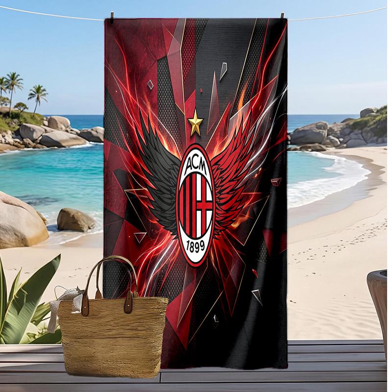 Пляжное полотенце с принтом AC Milan, быстросохнущее, мягкое, портативное, большое, прямоугольное, пляжное покрывало для путешествий, бассейна