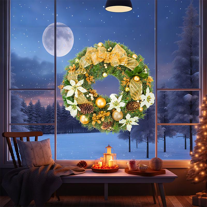 Christmas Wreath Glass Stickers Christmas Tree Festival Decorations Home Beautification Window Showcase Scene Layout Accessories