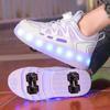 Роликовые кроссовки Детские кроссовки с 4 колесами LED подсветка Светящиеся Детские Светящиеся Модные Уличные Спортивные Обувь Девочки Мальчики Подарки