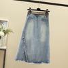 Sexy and Irregular Denim High Waist A-line Skirt with Plus Size for Women