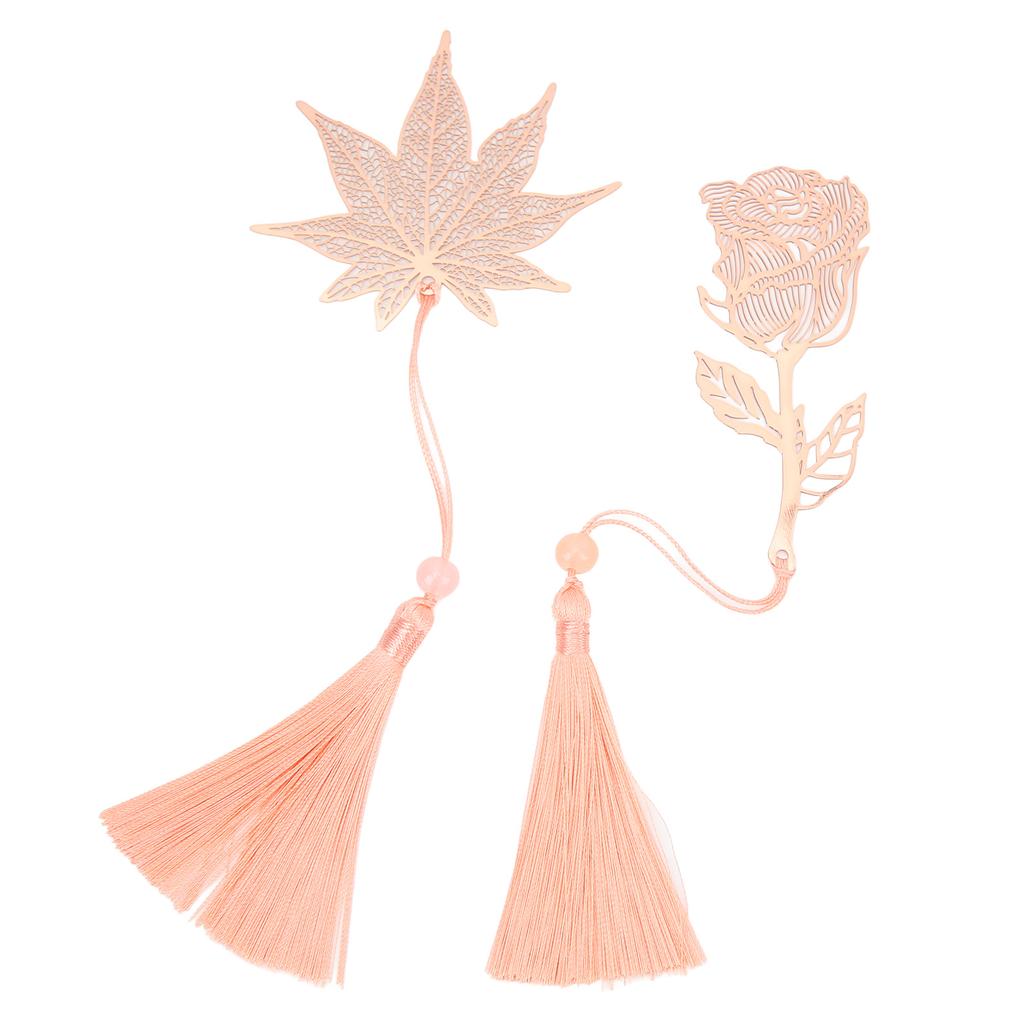 2 шт. металлические закладки из нержавеющей стали с золотым гальваническим покрытием в виде цветка и листа для книги O