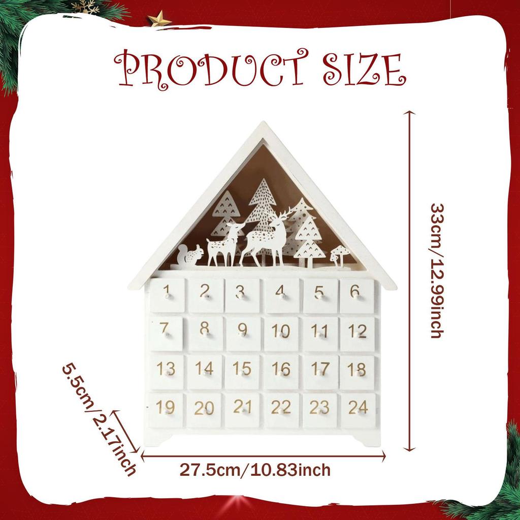 Дом-адвент-календарь на Рождество, Праздничное украшение, со сценой леса и подсветкой