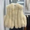 Новый женский короткий меховой жилет из цельного меха лисы Haining, вертикальный V-образный вырез, стройнящий вид