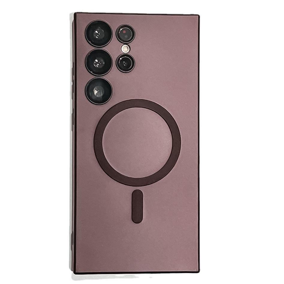 Подходит для Samsung S25ultra Чехол для телефона с жидким металлическим покрытием, магнитный, мягкий, S24, защитная пленка для объектива, противоударный защитный чехол