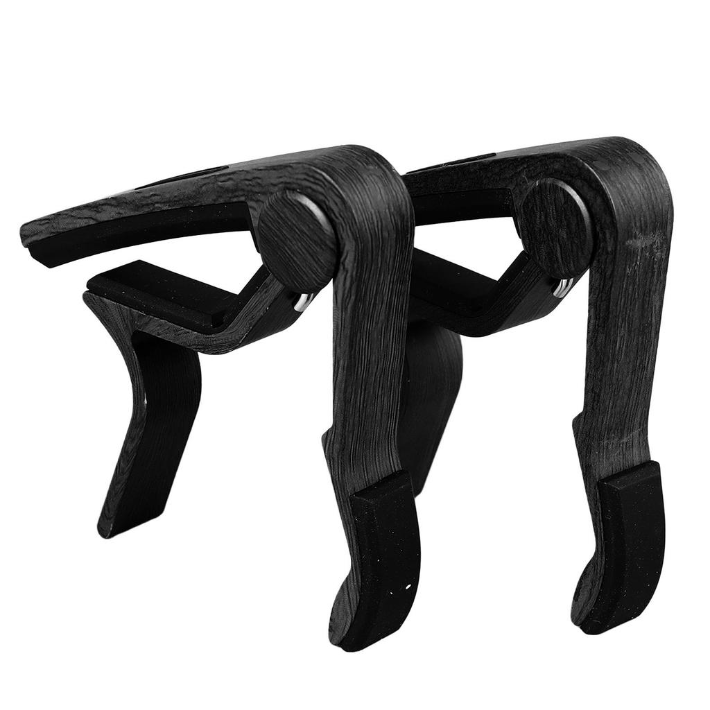 2 шт. Каподастр для акустической гитары Деревянная резиновая накладка Регулируемый Профессиональный Каподастр для электрогитары с 5 медиаторами Черный