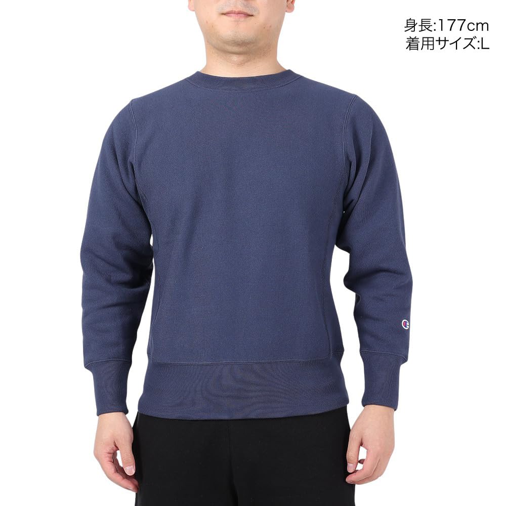 Толстовка с длинным рукавом, начесаная подкладка, круглый вырез, хлопок, США, толстовка с круглым вырезом, темно-синий цвет 2XL [Champion], плотность 11,5 унций(р) ОБРАТНОЕ ПЛЕТЕНИЕ(р) Мужской