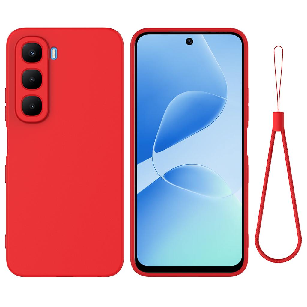 For Infinix Hot 60 Pro 4G Liquid Silicone Case Phone Back Cover with Hand Strap
