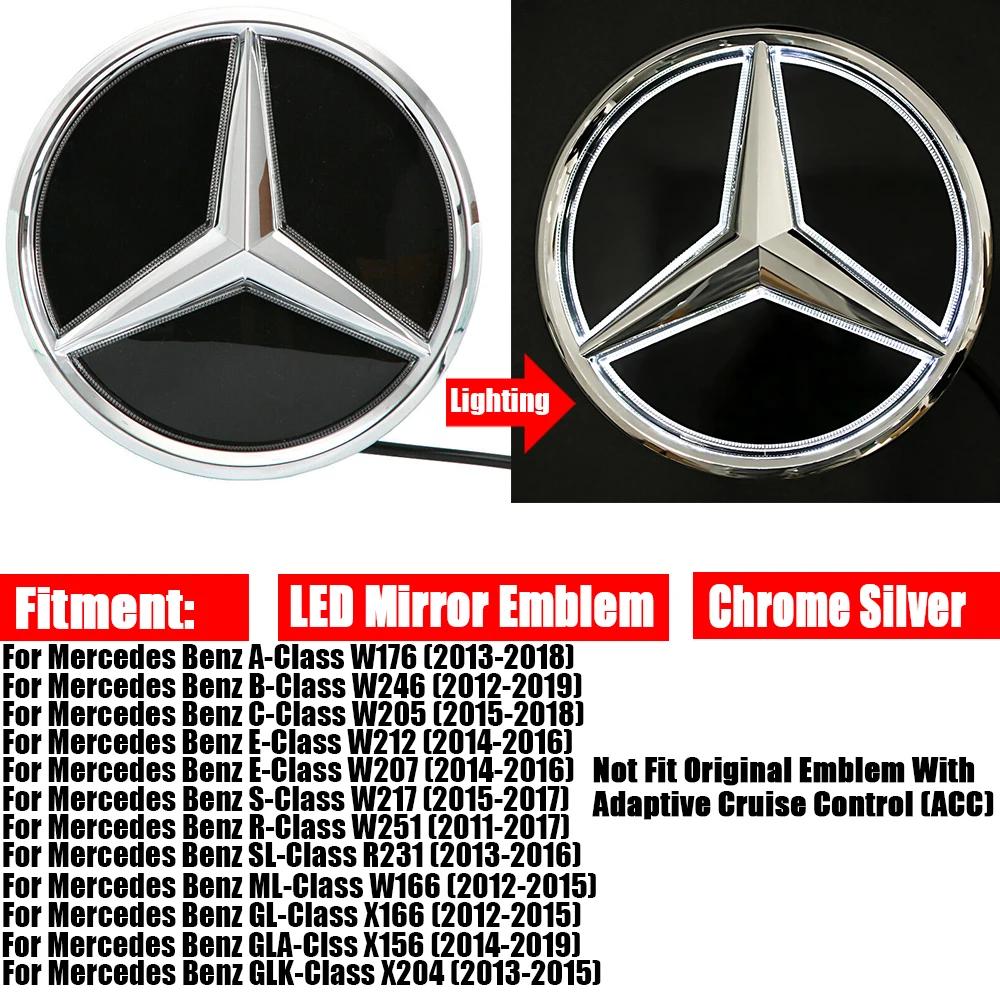 Star Badge Car Front Grill LED Emblem Light For Mercedes Benz CLS W218 W205 W176 W212 W117 W207 W166 3D Mirror Logo SB5