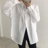 Chic Simple Lapel Irregular Loose Casual Blouses Women Loose Solid Puff Sleeve Shirt Tops for Women Single Breasted Elegant Office Ladies Shirts 26084