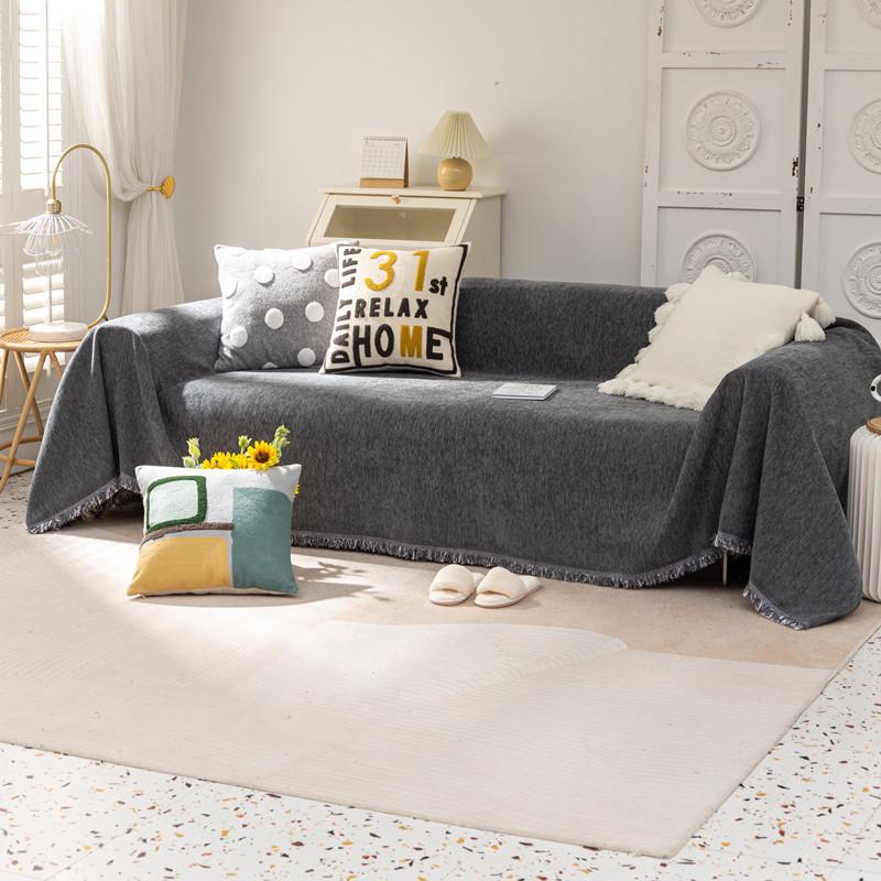 Скандинавский однотонный шенилловый чехол с кисточками шарф современный минималистский диван полотенце простой дом