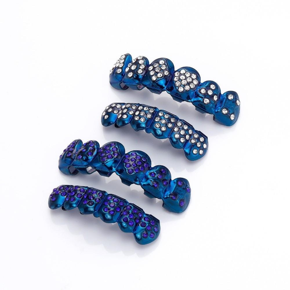 Glossy Finish Teeth Grillz Top Bottom Set Eco-friendly Copper Teeth Jewelry Rapper