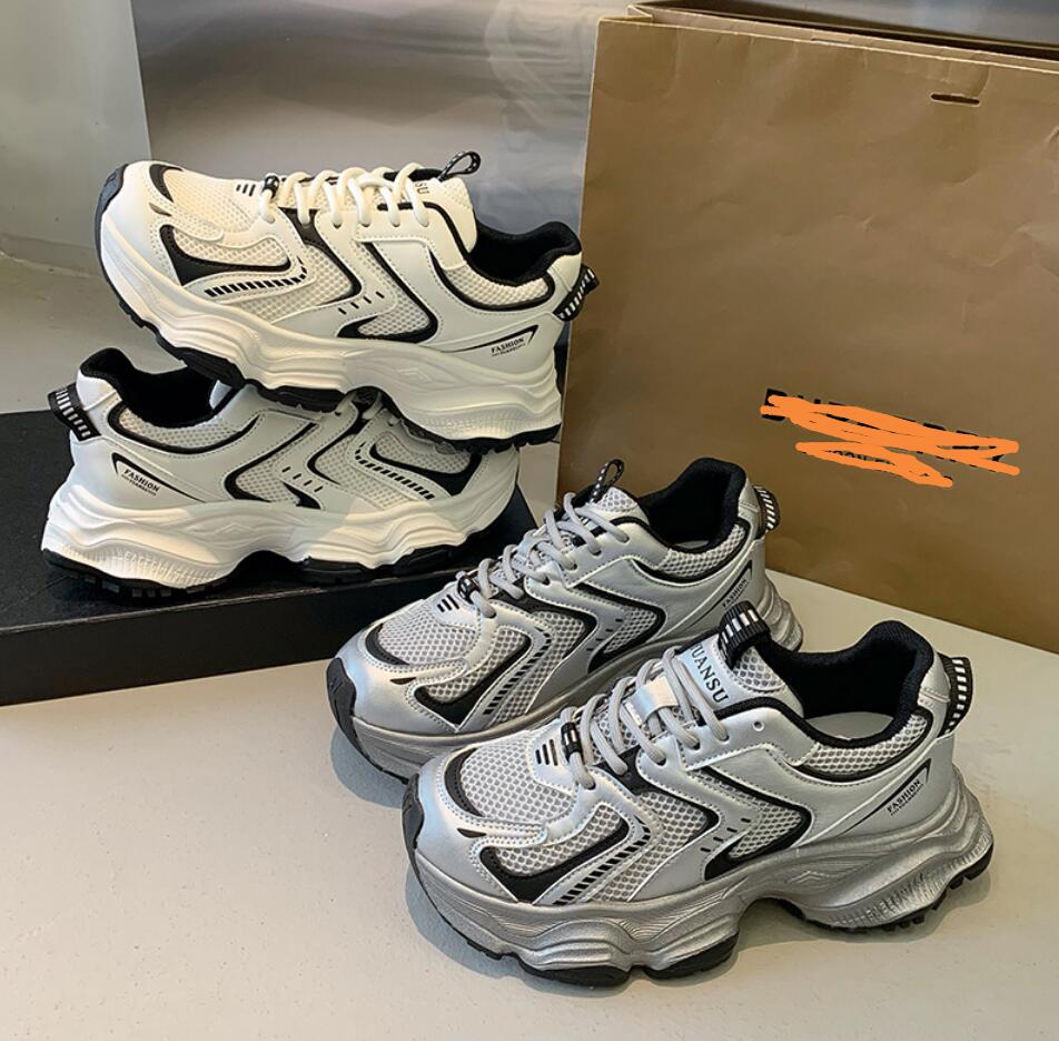 Модные корейские женские кроссовки на толстой подошве, модные массивные кроссовки 2024 года, универсальная спортивная обувь на платформе, сетчатая дышащая женская обувь