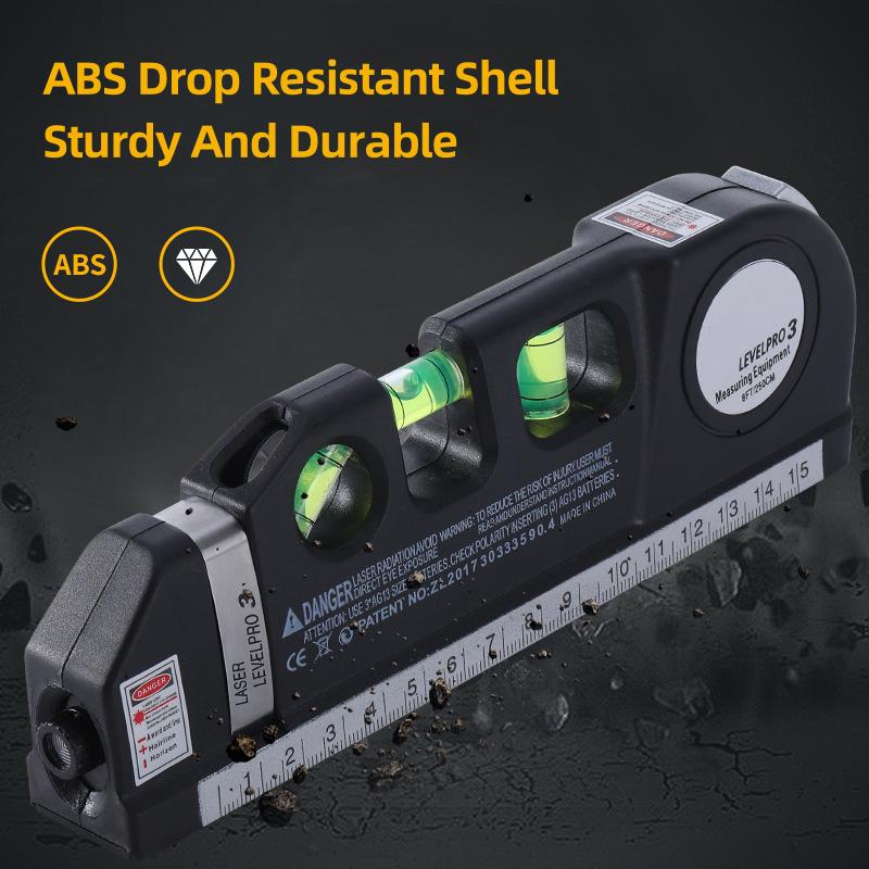 Лазерный уровень Многоцелевой линейный лазерный нивелир Инструмент Перекрестные лазеры со стандартной рулеткой 8 футов 2,5 м и метрическими линейками