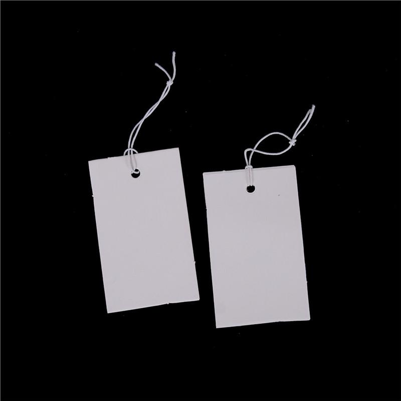 100Pcs White Paper Jewelry Clothes Label Price Tags With Elastic String 5*3Cm