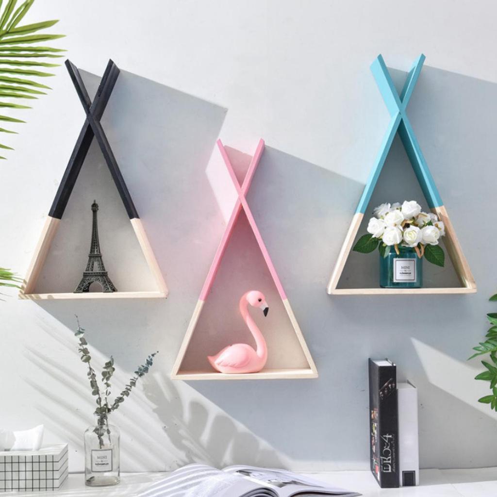 Детская деревянная настенная полка Треугольная полка для хранения Книжная полка Гостиная и домашний декор