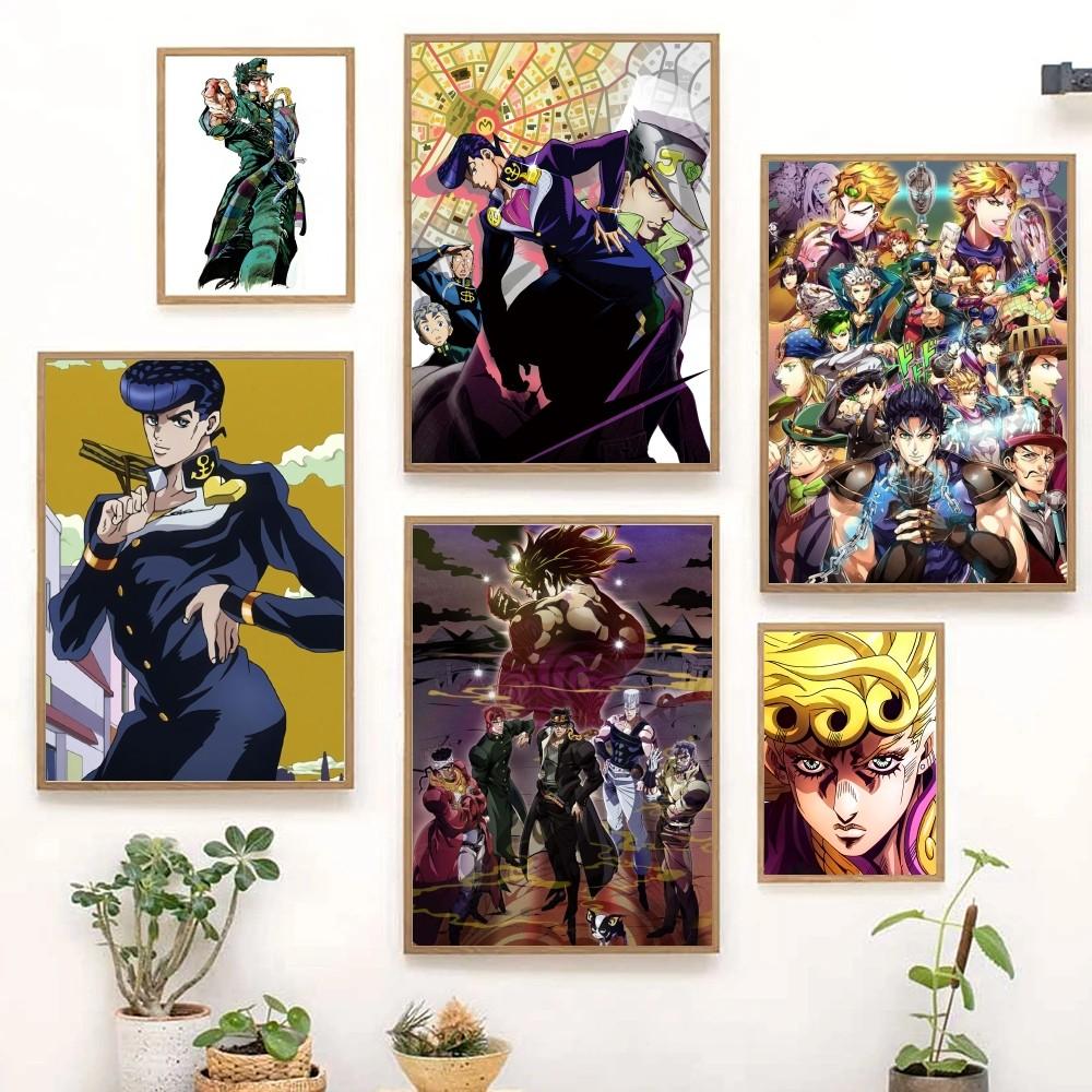 1 шт. Горячее аниме J-JoJo's Bizarre Adventure Самоклеящийся художественный постер Водонепроницаемая бумажная наклейка Декор для стен кофейни, бара, комнаты