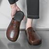 Large Size Half-drag Leather Shoes Men's Foreign Trade Summer New Men's Small Leather Shoes British Style Bag Head Heel-free Slippers