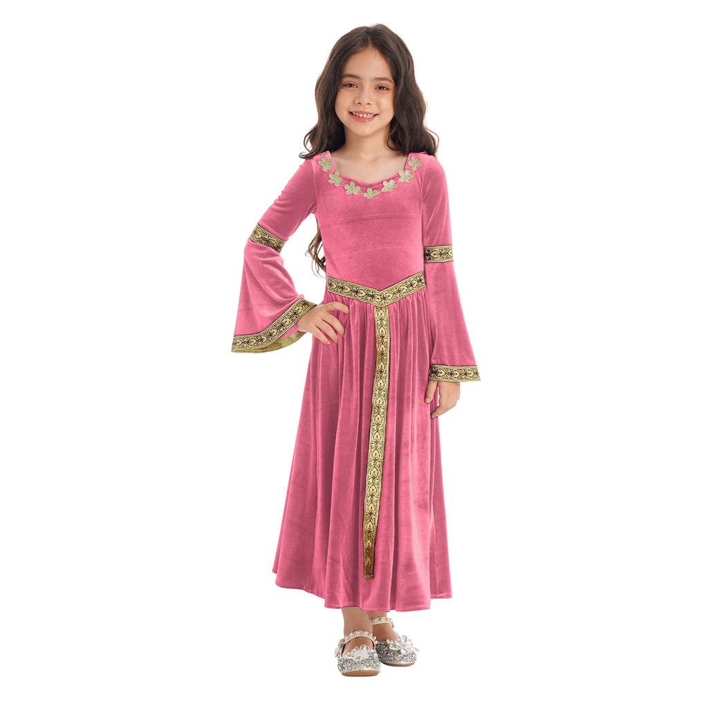 Girls Medieval Princess Costume Renaissance Costume Robe Retro Gown Dress for Halloween Cosplay Dress Up