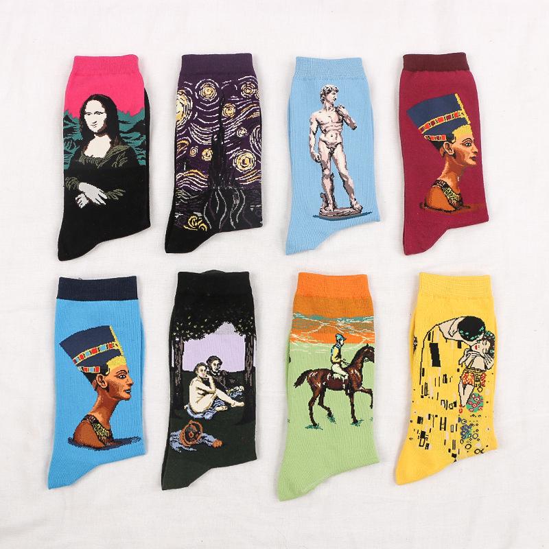 New Arrival Fashion Socks Crew Cotton Socks Famous Oil Painting Art Socks Women Men Unisex Socks