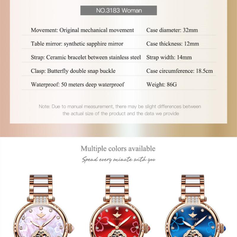 OUPINKE New Business and Leisure Ladies Watch Fully Automatic Mechanical Watch Waterproof Diamond Inlaid High-end Watch