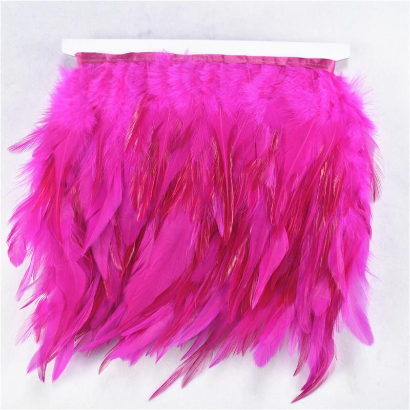 1Meters/Lot Saddle Pheasant Feathers Trim Fringe 4-6" Burgundy Rooster Feathers Ribbon Sewing Feathers For Jewelry Making Plumas