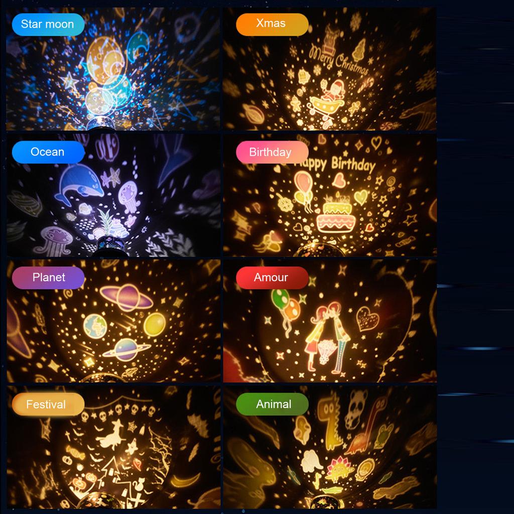 Звездный проекционный светильник 5 В с питанием от USB, динамический вращающийся звездный проектор, ночник для спальни