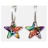 [R1057] - Silver-colored 'Colombine & Harlequin' Artisanal Hoop Earrings (stars) - 25 Mm - 20x20 Mm